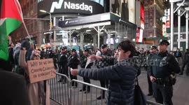 Pro-Palestinian protesters confronted as they rip up posters of Israeli hostages to NYC crowd