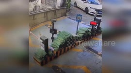 Woman forgets handbrake and sees car roll into underground car park
