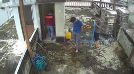 Worker suffers electric shock on building's roof