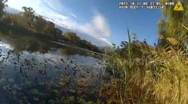 Heroic cop dives into pond to save blind dog from drowning