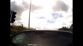 Black car gets T-boned after jumping red light on Yorkshire road
