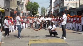 Indian girls and boys demonstrate fearsome skills at Arya Samaj procession
