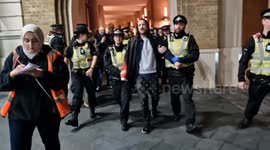 Pro-Palestine protestor arrested at King's Cross Station sit-in calling for a ceasefire