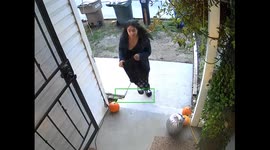 Hidden Bushman Spooks Trick or Treaters