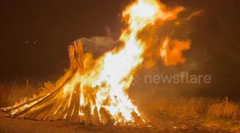 Bonfire in beginning of November, night in Shetland, member day