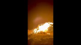 Bonfire in beginning of November, night in Shetland, member day