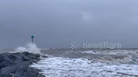 Rough seas as Storm Ciaran reaches Felixstowe, UK