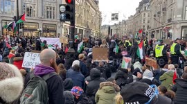 Pro-Palestine protesters block Oxford Circus and march through central London