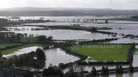 Drone reveals huge scale of Storm Ciaran flooding in Somerset