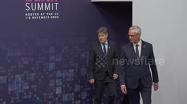 Rishi Sunak stands beside Kamala Harris for family photo at AI Summit in Milton Keynes, UK
