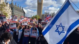 Thousands of people form a human chain around Parliament Square for Israeli hostages held by Hamas
