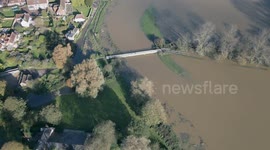 Storm Ciaran: Drone shows extent of flooding in Alfriston, East Sussex, after Cuckmere river bursts its banks