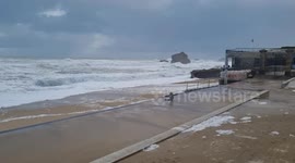 Storm Domingos hit Biarritz in southwest France with huges waves.