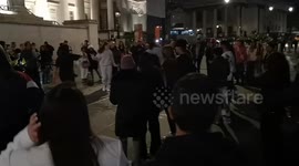 Trafalgar Square saw a lot of action during the Million Mask March protest first a wedding proposal and then a Happy Birthday annocumenat