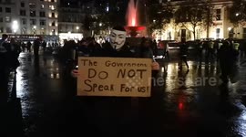 The annual Million Mask March took place in London to far smaller numbers than normal. With about 20 to 30 protestors and approximately 150 to 200 police officers