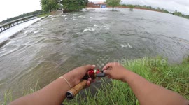 Angler snags his friend's ear with a hook