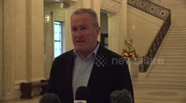 Conor Murphy speaks about support for businesses damaged by flooding in Belfast, UK