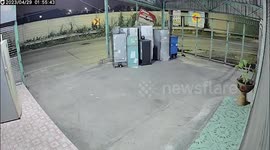 Out-of-control pick-up car crashes into refrigerators and flees