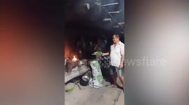 Stove grease fire almost burns down kitchen while father shows off cooking skills to family
