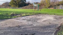 Debris left over from Bonfire Night disorder in Edinburgh, UK