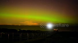 Northern lights illuminate skies over Skerries, Dublin, Ireland