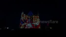 Salisbury Cathedral lit up with Illuminating Art in Salisbury, UK