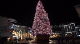 The first day of the new Christmas Decorations at Covent Garden. The new decorations of giant bells replaced the baubles that had been used for almost a decade