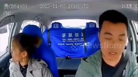 Passenger leaps out of MOVING TAXI to escape paying in China