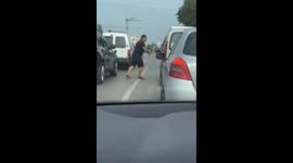 Road rage on a hot day early in the morning in Sofia, Bulgaria