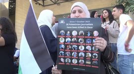 Palestinian Journalists demonstrating UN in Ramallah, West Bank