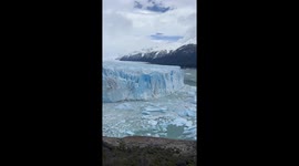 Perito Moreno lgacier calving: spectacular ice collapse