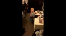 Mischievous toddler caught red-handed trying to turn sister's room into chaos