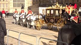 King Charles and Queen Camilla leave Parliament in London, UK
