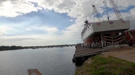 Huge Boat's Dramatic Launch Marks Maritime Milestone in Panama Ciy, FL, USA