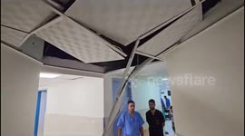 Medics show damage to Nasser Hospital in Khan Yunis after alleged Israeli strike on nearby mosque