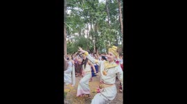 Locals dance in forest for religious ritual in rural Thailand