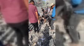 Aftermath of the Israeli warplane attack in Deir al-Balah, Palestine