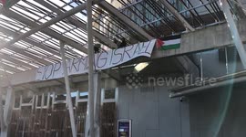 Pro-Palestinian protesters scale Scottish Parliament in Edinburgh, UK