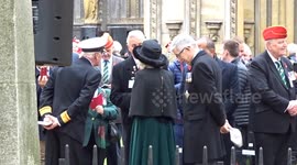 Queen Camilla talking to veterans at Westminster Abbey Field of Remembrance 2023