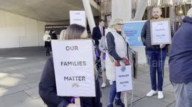 Families protest over Government's decision to downgrade Wishaw Neonatal Unit in Edinburgh, UK