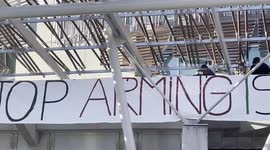 Pro-Palestinian protesters scale Scottish Parliament in Edinburgh, UK