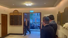 Charles meets a group of Kindertransport refugees in Central London synagogue, UK