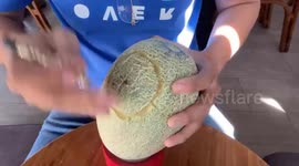 Vietnamese chef sculpts beautiful 3D flowers on the melon