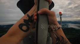 Extreme climbing on Ambuluwawa tower in Sri Lanka