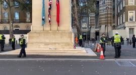 Heavy police presence around The Cenotaph in Whitehall ahead of Armistice Day events