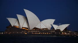 Opera House lit up with poppies for Remembrance Day (Armistice Day), Sydney, Australia