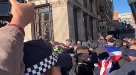 Far right counter protestors fight with police outside Parliament on Remembrance Sunday