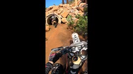 Dirt Bike Riders Cut Through Tunnel