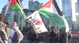 'Ceasefire now!' Hundreds of thousands of pro-Palestine demonstrators march through London demanding a ceasefire on Armistice Day