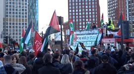 Speaker demands ceasefire at National March for Palestine: Stop the War on Gaza - Vauxhall